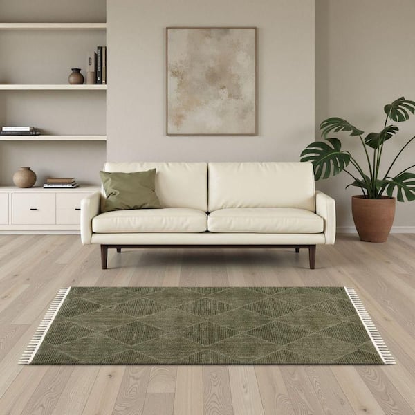 Shafali Tiled Trellis Green 5 ft. x 8 ft. Indoor Area Rug