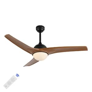 Sully 52 in. 1-Light App/Remote 6-Speed Propeller Integrated LED Indoor/Outdoor Light Brown Wood Ceiling Fan