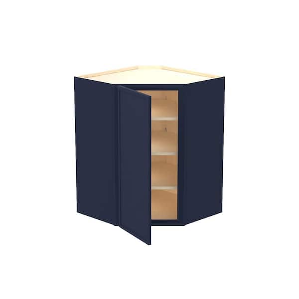 Franklin 27 in. W x 15 in. D x 36 in. H Assembled Plywood Wall Corner Kitchen Cabinet in Vessel Blue with Soft Close