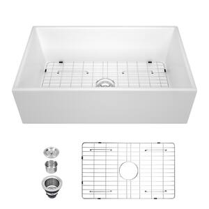 Getpro White Fireclay 36 in. Single Bowl Farmhouse Apron Kitchen Sink ...