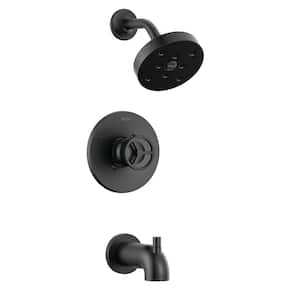 Trinsic Wheel 1-Handle Wall Mount Tub and Shower Trim Kit in Matte Black (Valve Not Included)