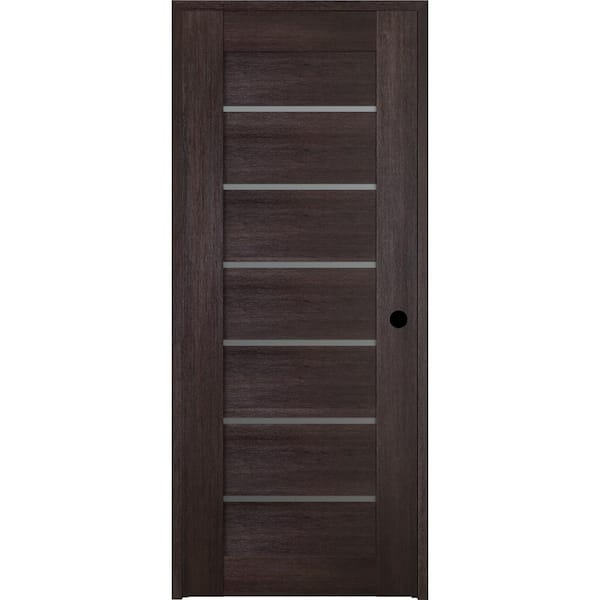 Belldinni 18 in. x 80 in. Vona 07-02 Veralinga Oak Left-Hand Solid Core 6-Lite Frosted Glass Wood Single Prehung Interior Door