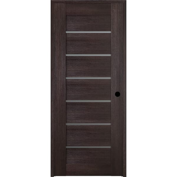 Belldinni 28 in. x 80 in. Vona 07-02 Veralinga Oak Left-Hand Solid Core 6-Lite Frosted Glass Wood Single Prehung Interior Door