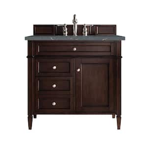 Brittany 36.0 in. W x 23.5 in. D x 34.0 in. H Single Bathroom Vanity in Burnished Mahogany with Parisien Bleu Top