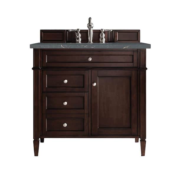 Brittany 36.0 in. W x 23.5 in. D x 34.0 in. H Bathroom Vanity in Burnished Mahogany with Parisien Bleu Top
