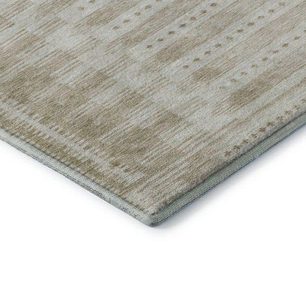 Mayfield Premium Machine Washable Abstract AMF1917 Khaki 5 ft. x 7 ft. 6 in. Area Rug