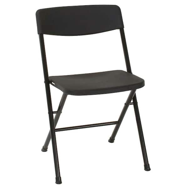 Cosco Black Plastic Seat Stackable Folding Chair (Set of 4)