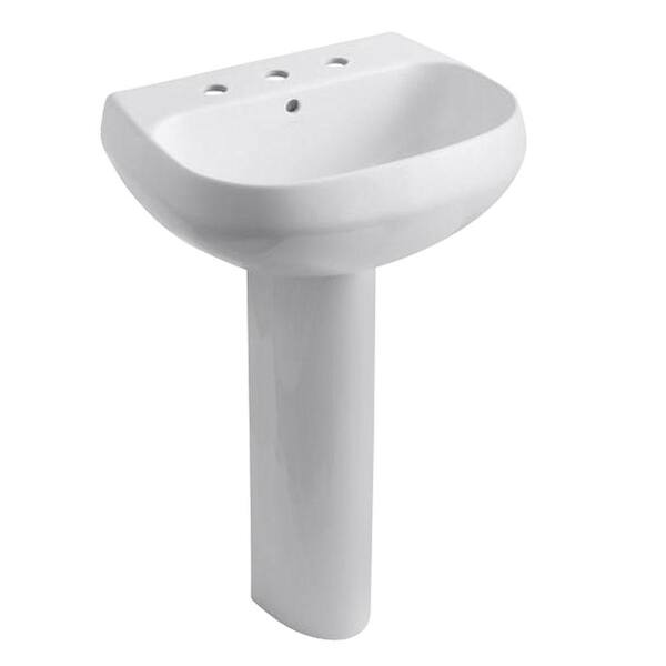 KOHLER Wellworth Vitreous China Pedestal Combo Bathroom Sink Combo in