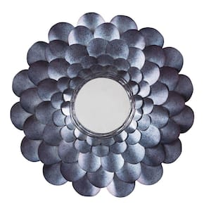 31.0 in. W x 31.0 in. H Metal Frame Blue and Silver Wall Mirror