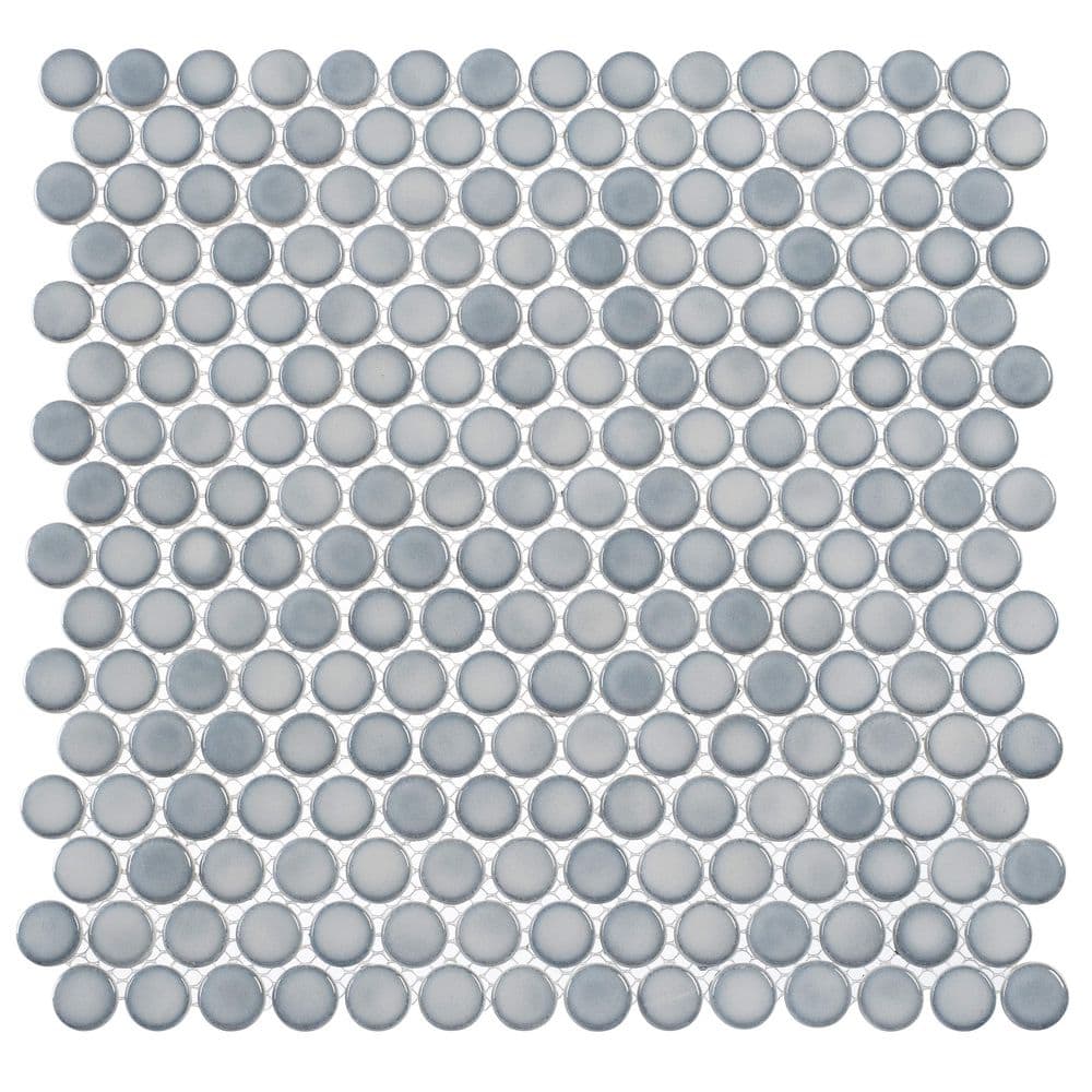 Honoro Bulbi Owl Gray Glossy 4.5 in. x 8.25 in. Penny Round Smooth Glass Mo