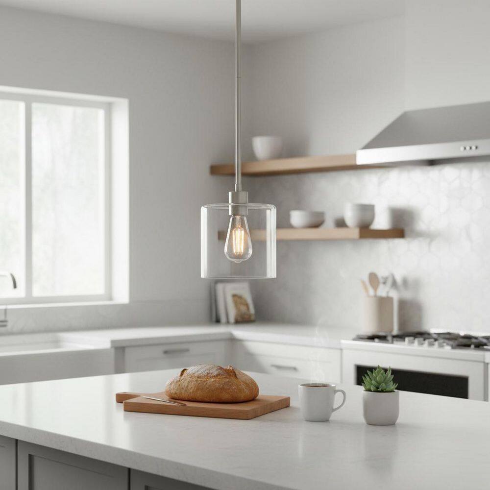 8 in. 1-Light Modern Nickel Island Pendant Light Rustic Farmhouse Industrial Hanging Light for Kitchen Dinin price history on PriceWatchPro