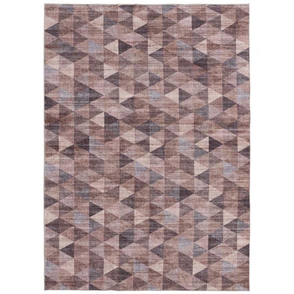 Wipe Up Arynn Brown Washable 5 ft. x 7 ft. Geometric Polyester Indoor Area Rug