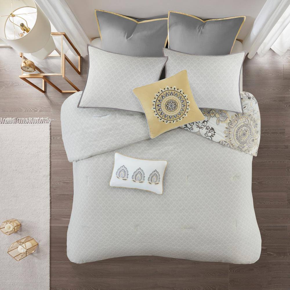 Isla Queen Blue Cotton Reversible 8-Piece Bedspread Set