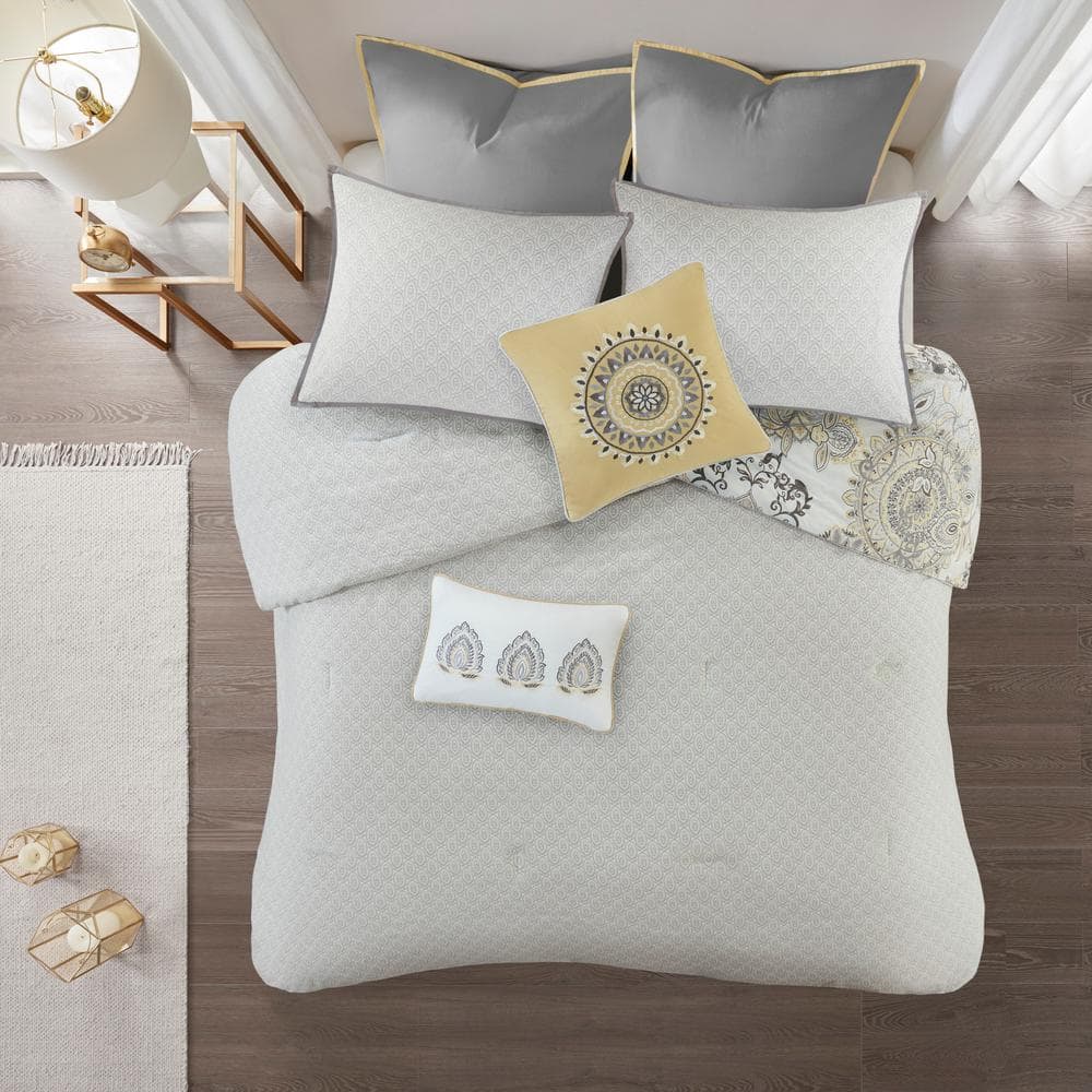 California King Yellow Cotton Reversible Bedspread Set