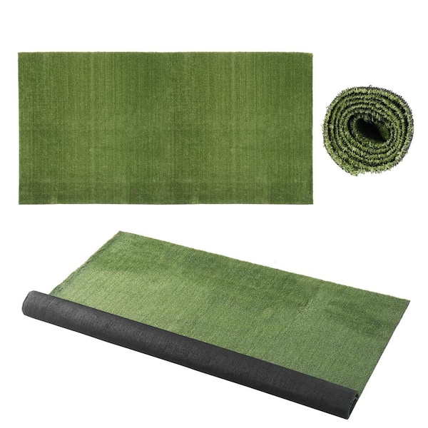 FUFU&GAGA 6.5 ft. x 13.1 ft. Green Artificial Grass Sod Rug Outdoor Garden Turf