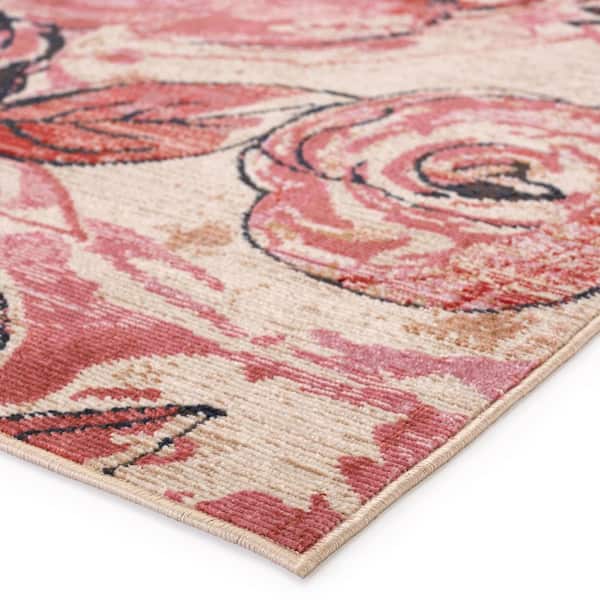 Hermione Pink/Beige 2 ft. 6 in. x 4 ft. Floral Rectangle Indoor/Outdoor Area Rug