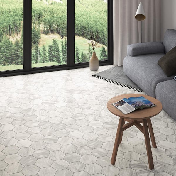 Classico Bardiglio Hex Light 7 in. x 8 in. Porcelain Floor and Wall Tile (7.5 sq. ft./Case)