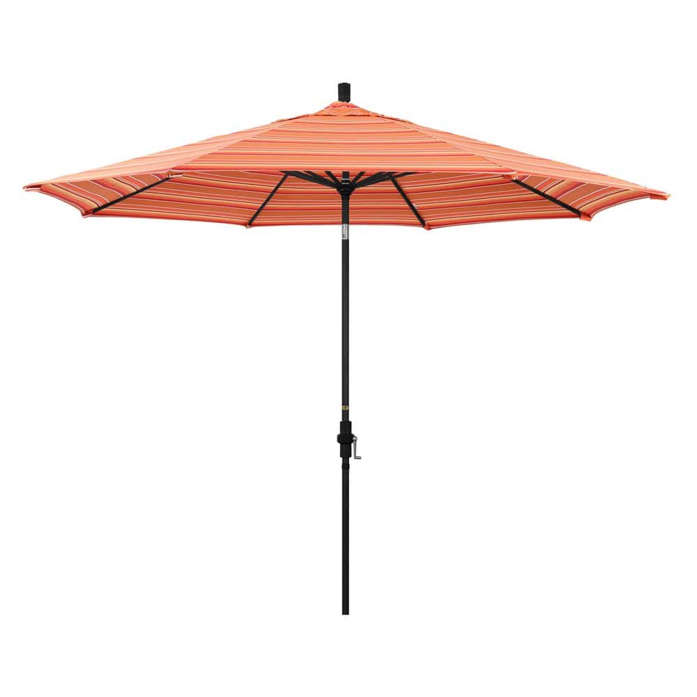 11 ft. Black Aluminum Market Patio Umbrella with Aluminum Ribs Collar Tilt Crank Lift in Dolce Mango Sunbrella price history on PriceWatchPro