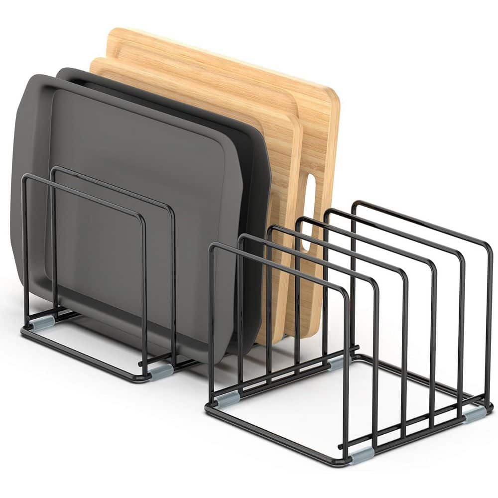 LAIFUCAM Black Iron Baking Tray Rack 2-Pack Kitchen Cabinet Organizer ...