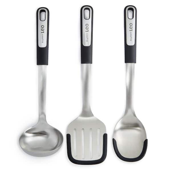 Graphite Stainless Steel 3-Piece Utensil Set with Silicone Cover