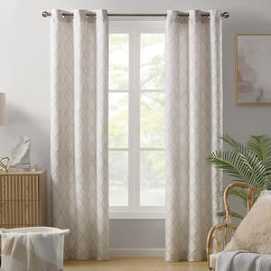 Orion Natural 38 in. W x 84 in. Jacquard Grommet Light Filtering Curtain (Single Panel)