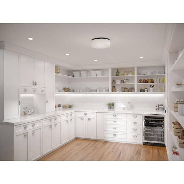 11 in. LED Drums 21-Watt Black Integrated LED Flush Mount for Garage and Pantry