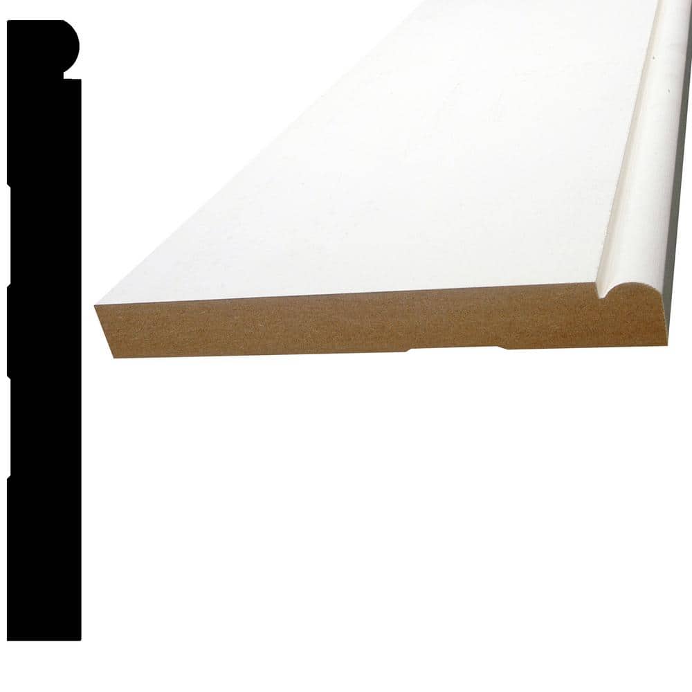 5/8 in. D x 5-1/4 in. W x 96 in. L MDF Prime Baseboard Molding Pack - (6-Pa