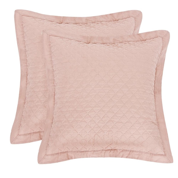 LEVTEX HOME Austin Blush Quilted Linen/Cotton Euro Sham (Set of 2)