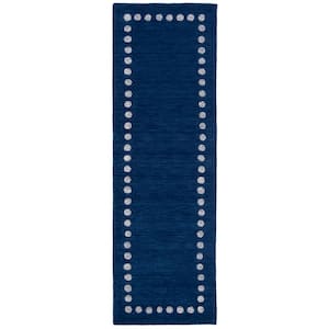 Kids Navy 3 ft. x 8 ft. Polka Dot Runner Rug