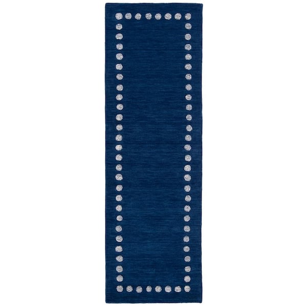 Kids Navy 3 ft. x 8 ft. Polka Dot Runner Rug