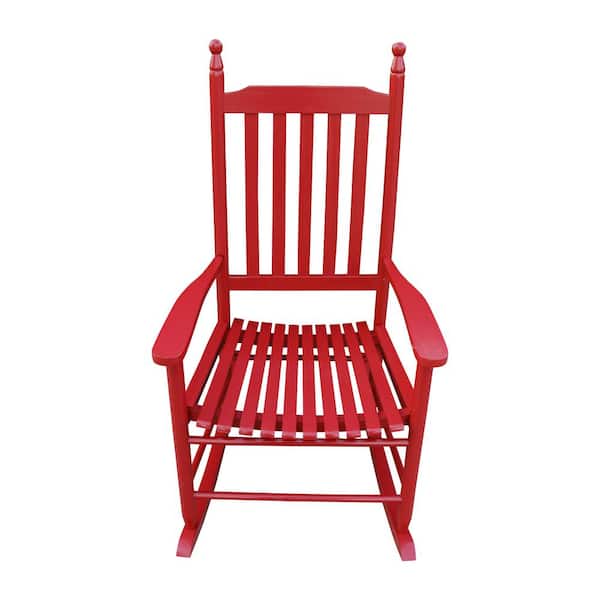 Unbranded Red Solid Wood Outdoor Rocking Chair