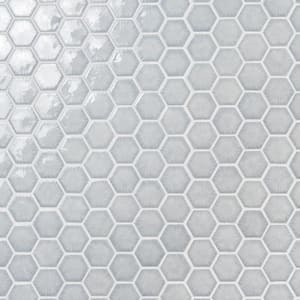 Delphi Sky Blue 10.82 in. x 12.59 in. Polished Glass Hexagon Wall Mosaic Tile (0.94 sq. ft./ each)