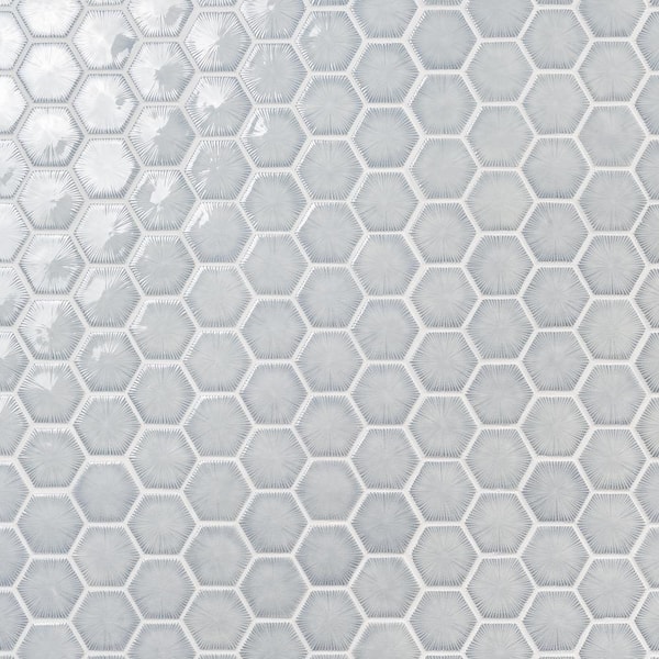 Ivy Hill Tile Delphi Sky Blue 10.82 in. x 12.59 in. Polished Glass Hexagon Wall Mosaic Tile (0.94 sq. ft./ each)