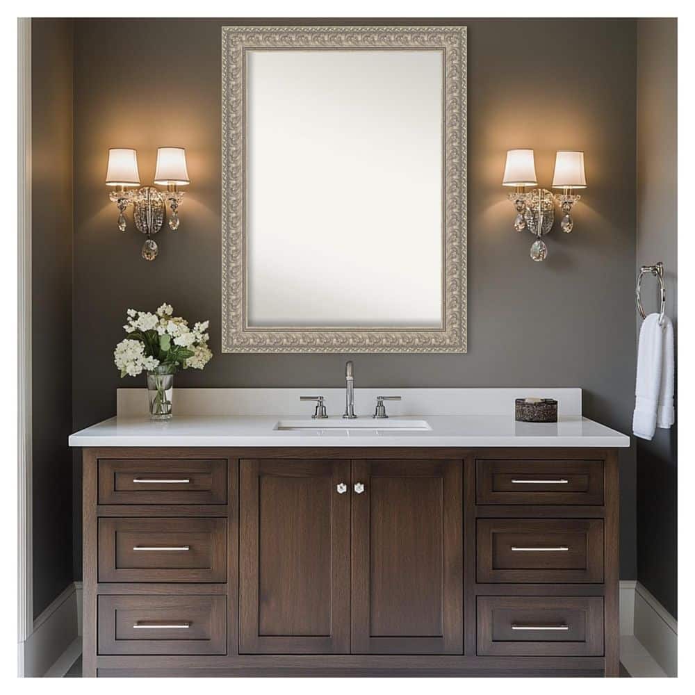 Sydney Silver 44.5 in. x 33.5 in. Non-Beveled Traditional Rectangle Framed Bathroom Wall Mirror price history on PriceWatchPro