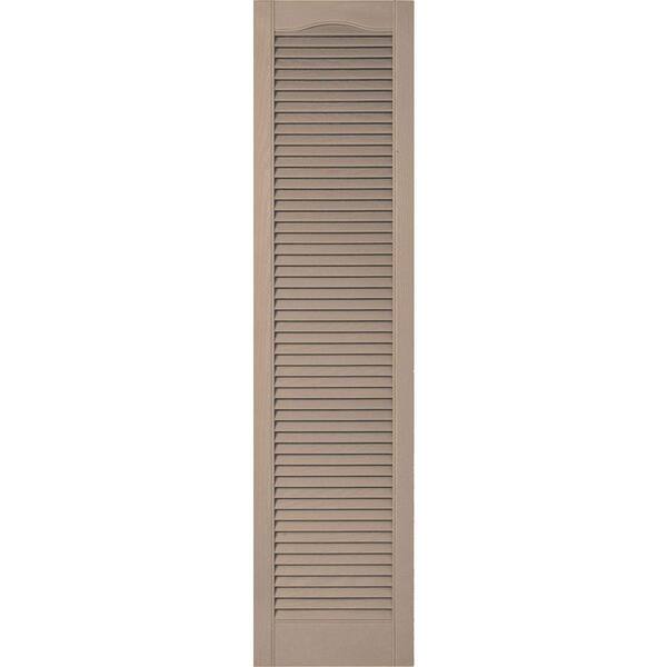 Ekena Millwork 18 in. x 96 in. Lifetime Vinyl Custom Cathedral Top All Open Louvered Shutters Pair Wicker