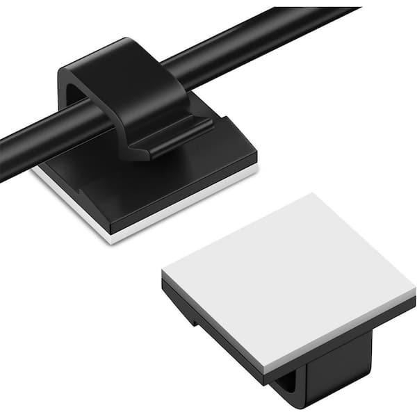 30 Pcs Small Black Adhesive Cable Clips Cord Management Holder for Desk Nightstand Car Wall Wire Organizer