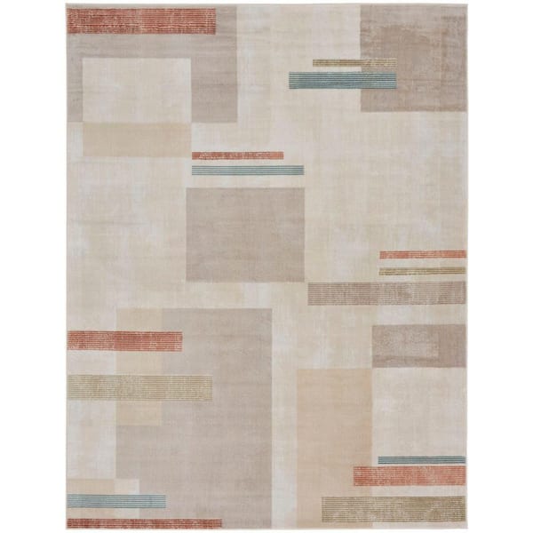 Nourison Thalia Ivory Multicolor 8 ft. x 10 ft. Geometric Contemporary Area Rug