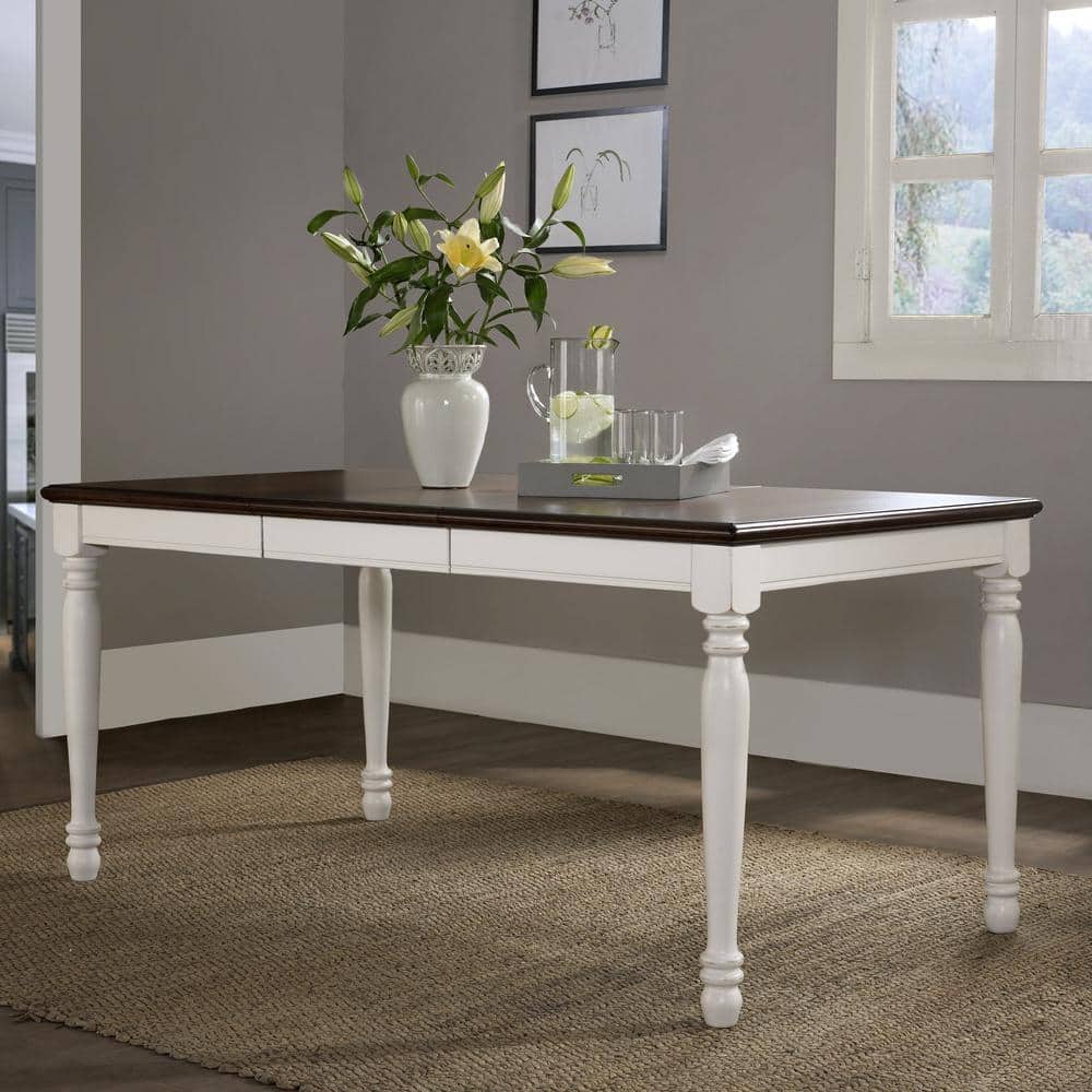 Shelby Extendable Solid Hardwood Dining Table in Antique White