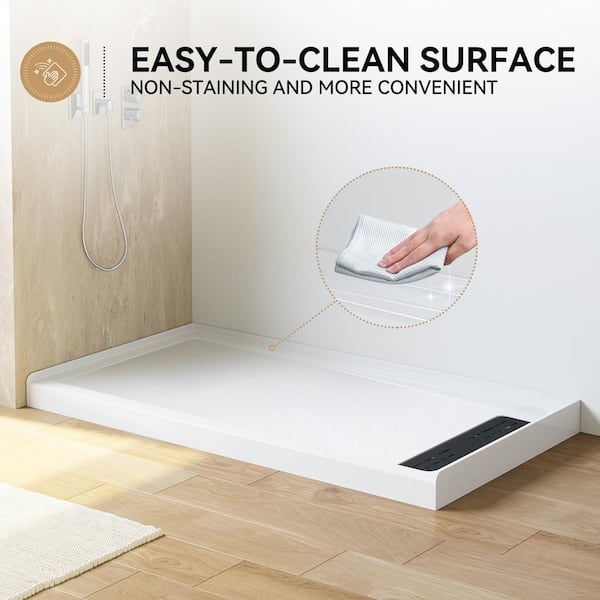 Shower Base Pan 60 x 32 in w/ Stainless Steel Drain Non-Slip Texture Shower Pan Shower Base Pan 60 x 32 in w/ Stainless Steel Drain Non-Slip Texture Shower Pan