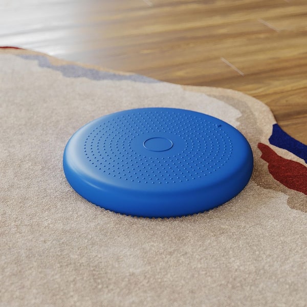 Alfie Blue Plastic 13 in. Round Inflatable Wobble Cushion w/ Dual Sided Grips for Sitting/Standing Kids Lounge Chair