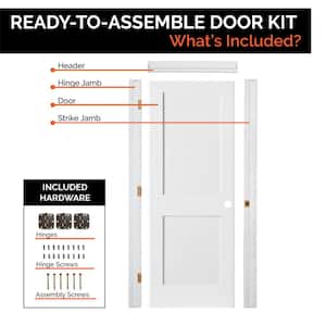 Ready-To-Assemble 24 in. W. x 80 in. Shaker 2-Panel Right-Hand Primed Solid Core MDF Wood Single Prehend Interior Door