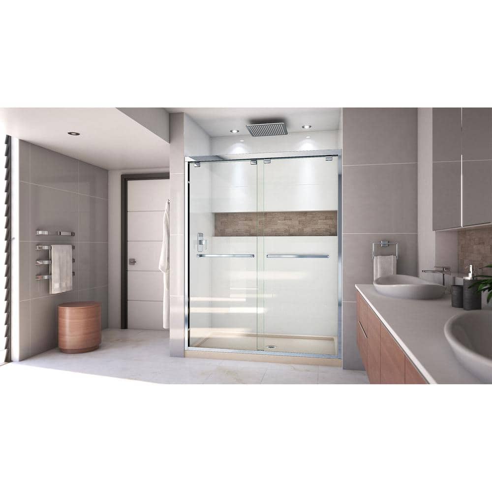 Encore 60" x 36" Semi-Frameless Sliding Shower Kit with Clear Glass