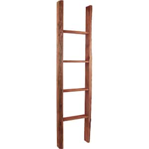 15 in. x 60 in. x 3 1/2 in. Barnwood Decor Collection Salvage Red Vintage Farmhouse 4-Rung Ladder