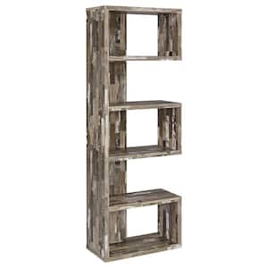 7.13 in. Salvaged Cabin Wood 5-shelf Etagere Bookcase with Open Back