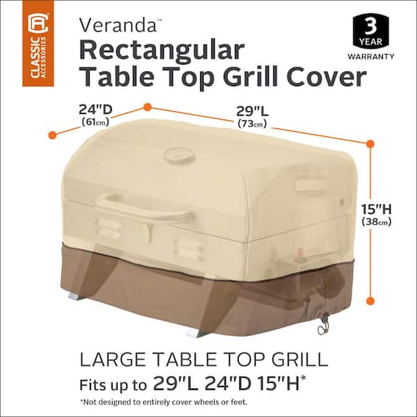 Veranda 29 in. L x 24 in. D x 15 in. H Rectangular Top Grill Cover in Pebble
