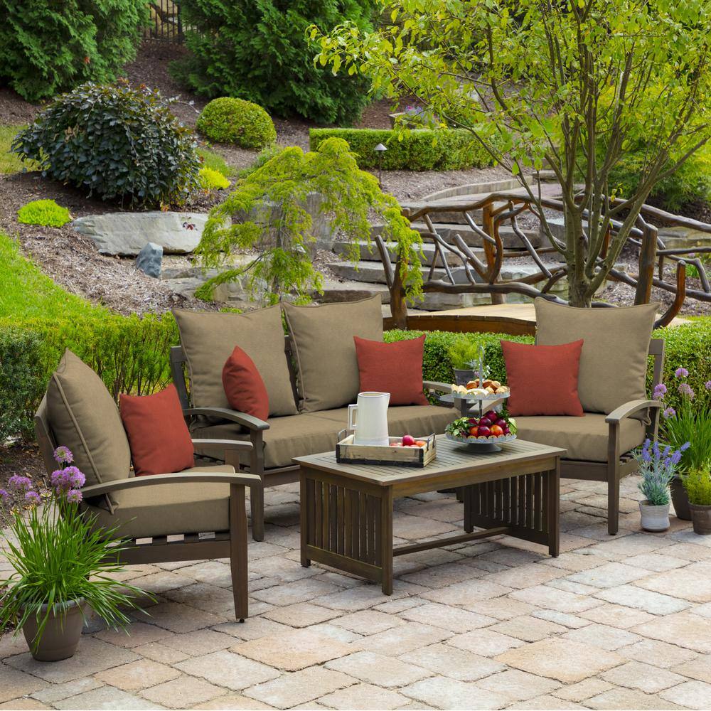 Tan Polyester Deep Seat Outdoor Cushion Set