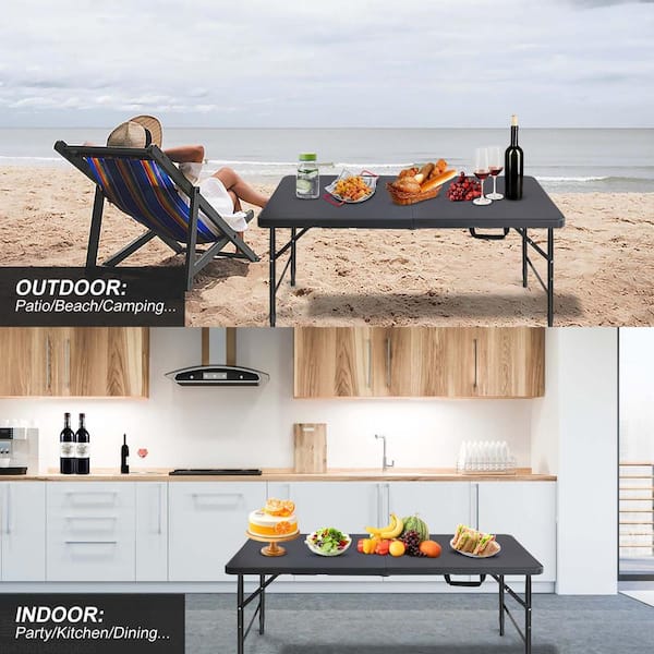 Otryad 4 ft. Portable Folding Table Indoor&Outdoor, Foldable