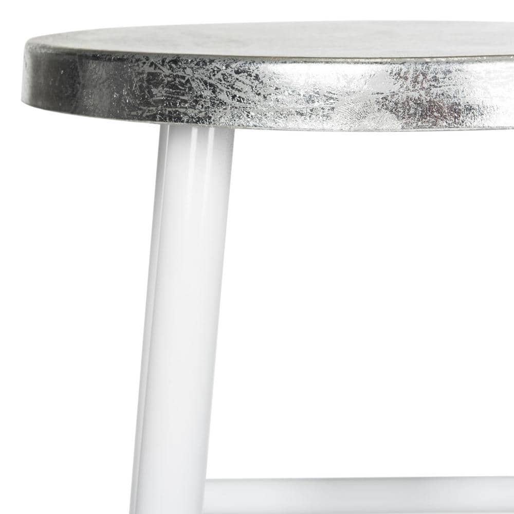 Kenzie 30" White and Silver Iron Bar Stool