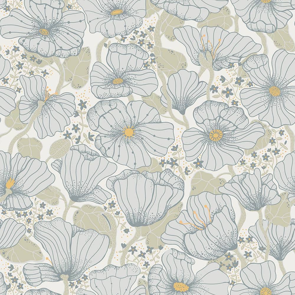 Matilda Blue Floral Non-Woven Removable Wallpaper