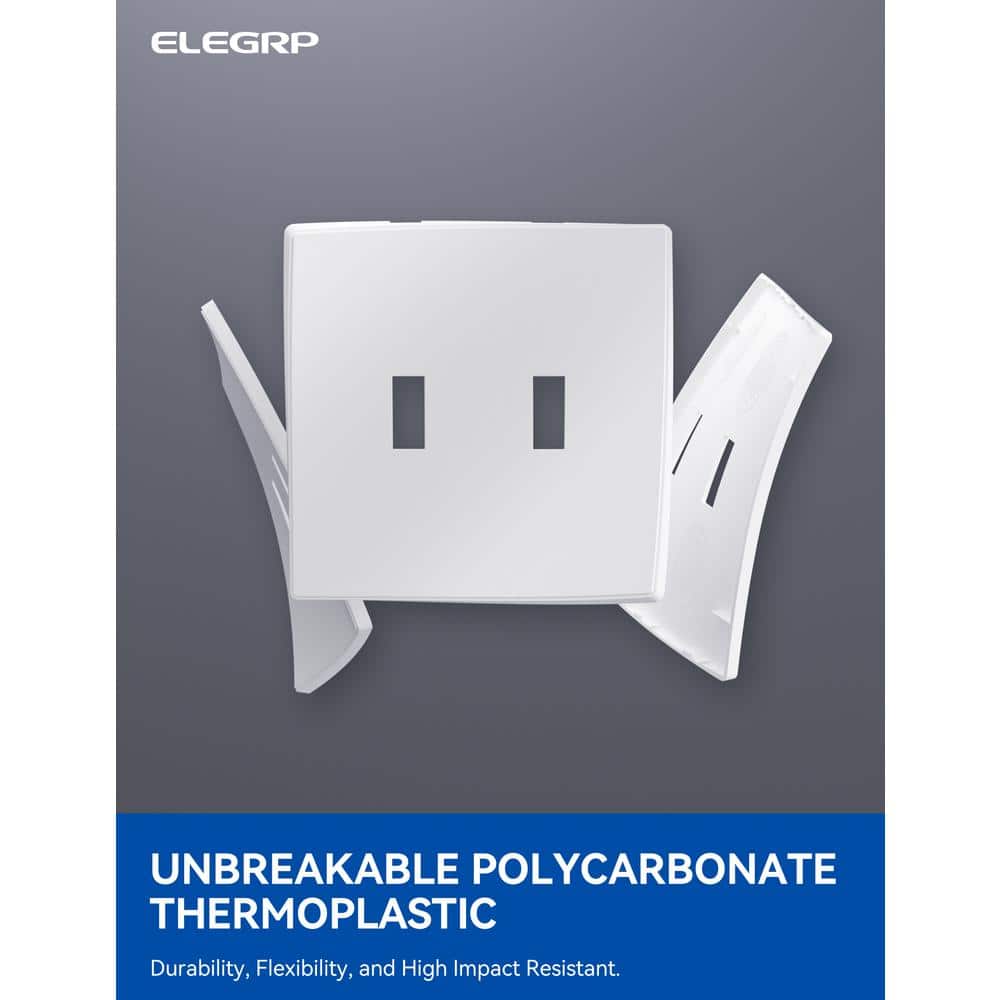 White 2-Gang Screwless Plastic Toggle Wall Plate Cover
